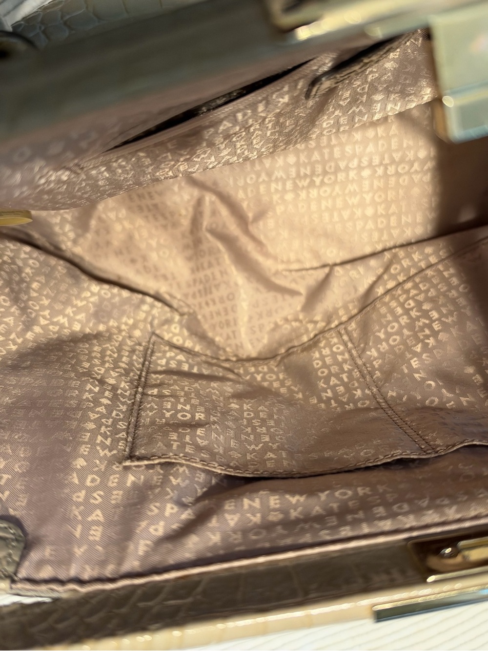 kate spade Shimmery Croc-Embossed Satchel in Taupe - Picture 5 of 5
